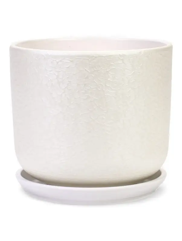 Горшок цветочный с поддоном 5,4 л, d22/h19 см белый керамика, "Перл" (М)