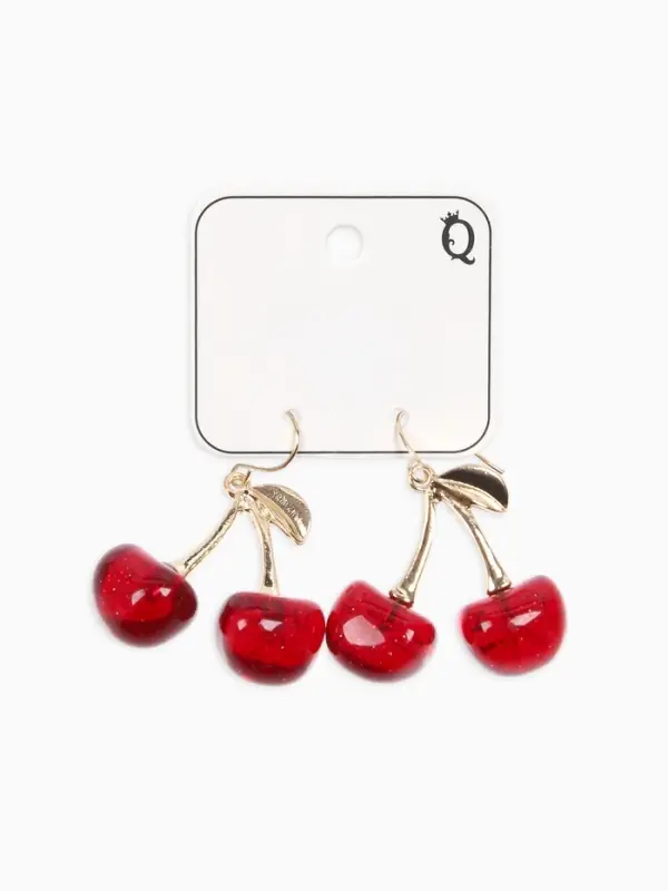 Серьги "Вишенка" блёстка, цвет бордовый в золоте