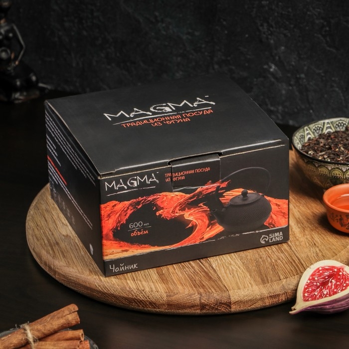 Чайник чугунный Magma &laquo;Восточная ночь&raquo;, 600 мл, с ситом, эмалированный внутри