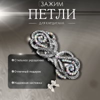 Зажим для кардигана &laquo;Петли&raquo;, цвет радужный в серебре