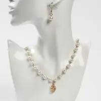 Набор 2 предмета: серьги, колье &laquo;Жемчуг&raquo; звезда в полумесяце, d=0,6-0,8, цвет белый в золоте