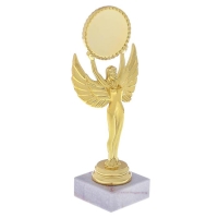 Наградная фигура &laquo;Ника с шаром&raquo;, подставка камень белая, 18 х 7 х 5 см.
