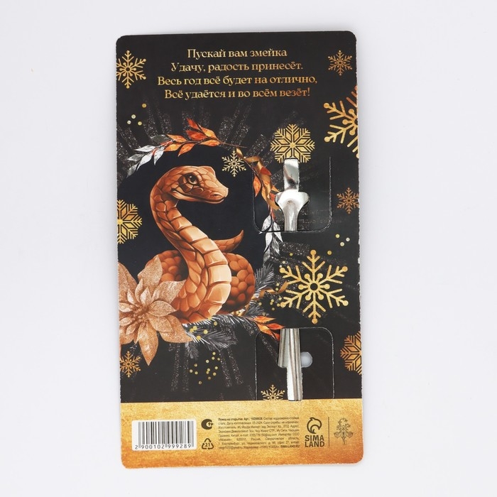 Ложка сувенирная на открытке &laquo;Новогодняя коллекция: С Новым годом&raquo;, 3 х 14 см