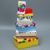 Набор коробок 10 в 1, упаковка подарочная, &laquo;С днём рождения&raquo;, 12 х 7 х 4 - 32.5 х 20 х 12.5 см