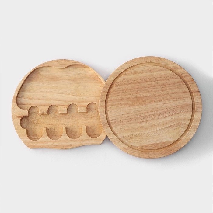 Набор для подачи сыра Magistro, 4 ножа, доска, 19,5&times;19,5&times;3,5см, дуб