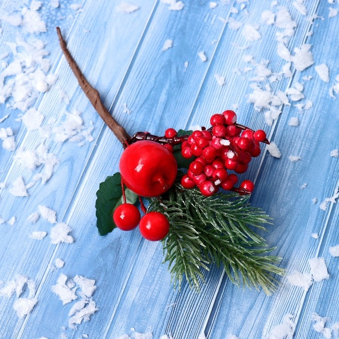 Декор "Зимние грезы" яблоко красная калина, 17 см