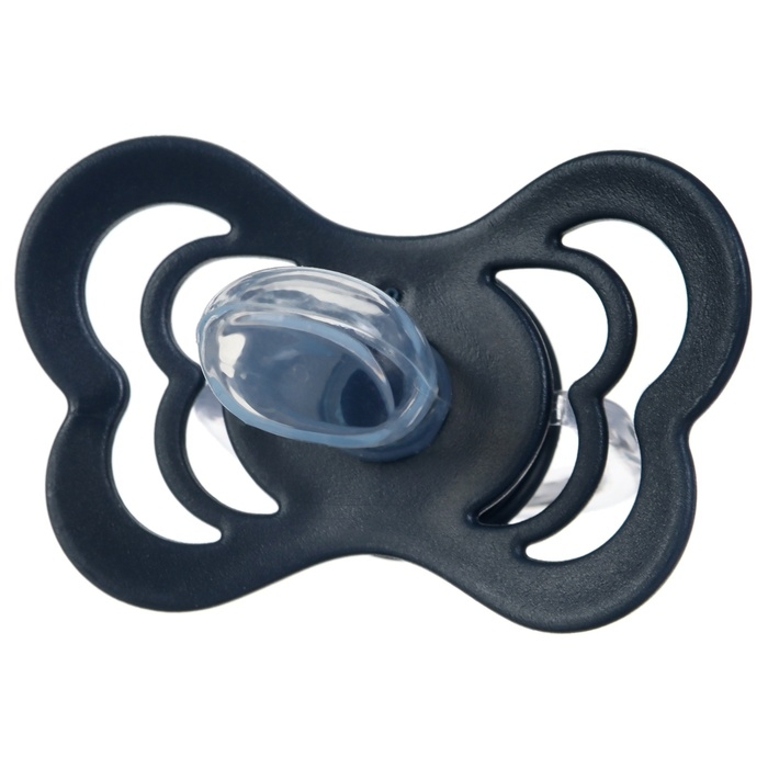 Соска - пустышка ортодонтическая, силикон, +6 мес., с держателем цвет синий