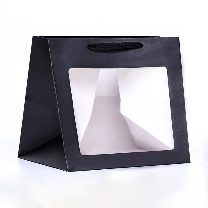 Пакет подарочный, крафт, с окном, &laquo;Черный&raquo;, 25 х 25 х 25 см