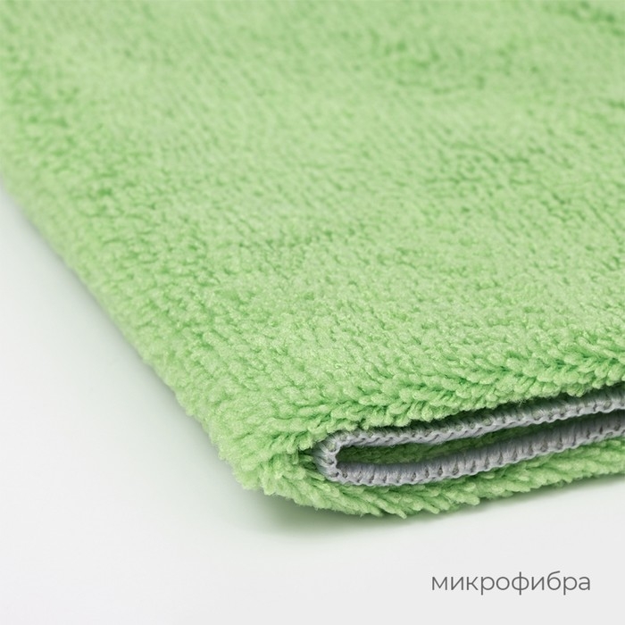 Тряпка для пола Raccoon, 250 г/м&sup2;, 50&times;30 см, микрофибра, с оверлоком, 1 шт, цвет зеленый