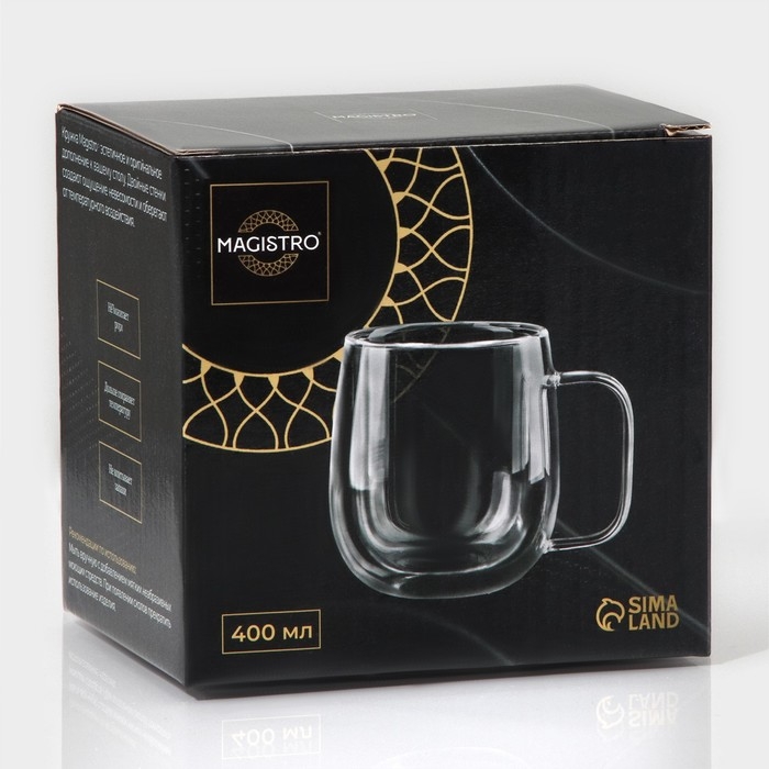 Кружка стеклянная с двойными стенками Magistro &laquo;Адель&raquo;, 400 мл