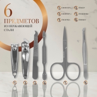 Набор маникюрный &laquo;Крокодил&raquo;, 6 предметов, в футляре, цвет красный