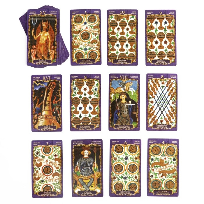 Таро на Хэллоуин &laquo;Висконти-Сфорца&raquo;, 78 карт (6х11 см), мешочек (12х19 см), четки, 16+