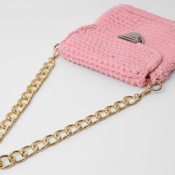 Цепочка для сумки, с карабинами, металлическая, плоская, 29 &times; 19 мм, 60 см, цвет золотой