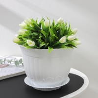 Горшок для цветов с поддоном &laquo;Ангара&raquo;, 2.5 л, пластиковый, белый