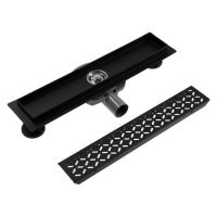 Трап ZEIN engr, c флaнцeм свободного вращ 360&deg;, 7*40 см, d=40/50 мм, нерж сталь, черный