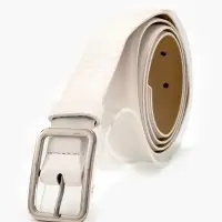 Ремень жен 05-01-02-01, Июнь2505, 3*0,3*110 см, без винта, пряж мат металл, 1 прокол, белый   109031