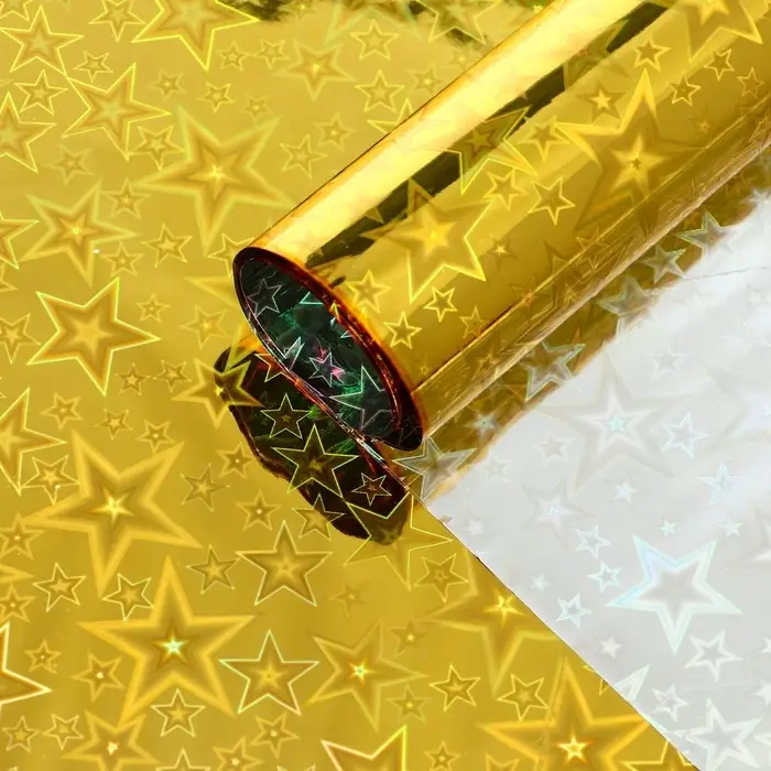 Бумага голографическая &laquo;Звездопад&raquo;, ярко-жёлтая, 70&times;100 см