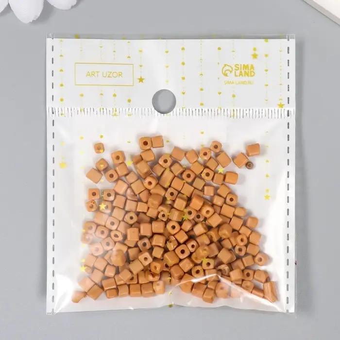 Бисер кубический стекло 4х4 мм "Телесный" набор 20 гр