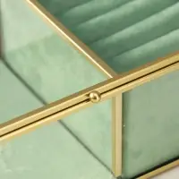 Шкатулка стекло с металлическим каркасом "Зелёная" 2 отделения 22х14,5х7,5