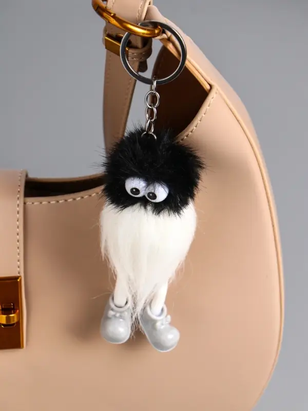 Пушистик на кольце "Лохматый чудик" чёрно-белый 17х4,5х4,5 см