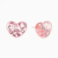 Серьги "Сердце блестка", цвет розовый с паталью серебро