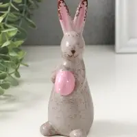 Сувенир керамика "Зайка с пасхальным яичком" серый 5,5х6,2х15 см