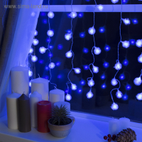 Гирлянда &laquo;Занавес&raquo; 2 &times; 1.5 м с насадками &laquo;Ёжики&raquo;, IP20, прозрачная нить, 360 LED, свечение синее, 8 режимов, 220 В
