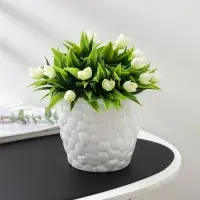 Горшок с поддоном &laquo;Камни&raquo;, 1,4 л, белый