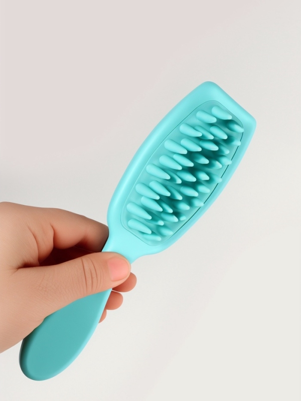 Расческа с круп зубьями 21*5,7*4см силикон голуб пакет QF