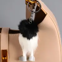 Пушистик на кольце "Лохматый чудик" чёрно-белый 17х4,5х4,5 см