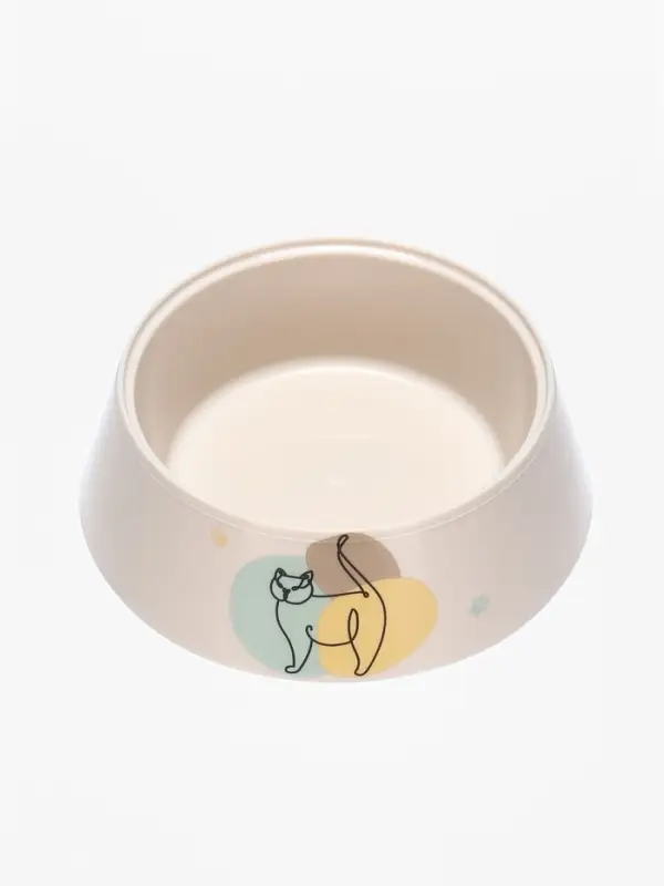 Миска "Мур-мяу" для кошек 0,3 л, 14,5 x 14,5 x 4 см, светло-бежевый