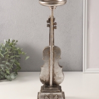 Подсвечник полистоун на 1 свечу "Скрипка" серебро 10х10х36 см