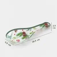 Подставка под ложку &laquo;Еловые ветки&raquo; 26.5&times;9.5&times;2.5 см, стекло, белая, зелёная