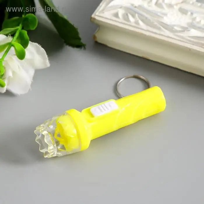 Фонарик брелок для ключей на кольце &laquo;Фигурный край&raquo;, горит, 6.7&times;2&times;2 см, МИКС