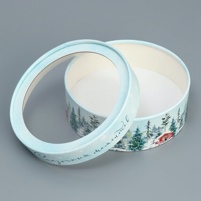 Коробка для макарун тубус с окном &laquo;Сказочных моментов&raquo;, 16 х 16 х 5 см, Новый год