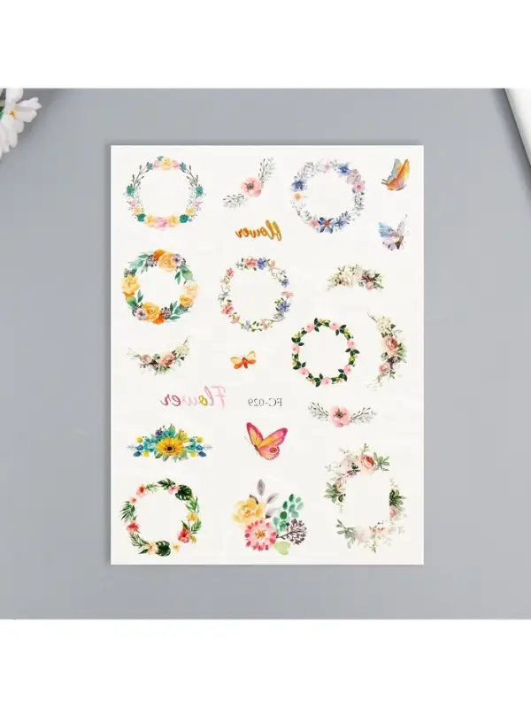 Переводные тату на тело цветные &laquo;Цветочные венки&raquo;, 24&times;14.5 см, МИКС