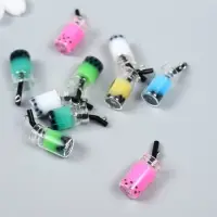 Декор для творчества стекло, пластик "Баночка со смузи с петелькой" МИКС 1х1х2,4 см