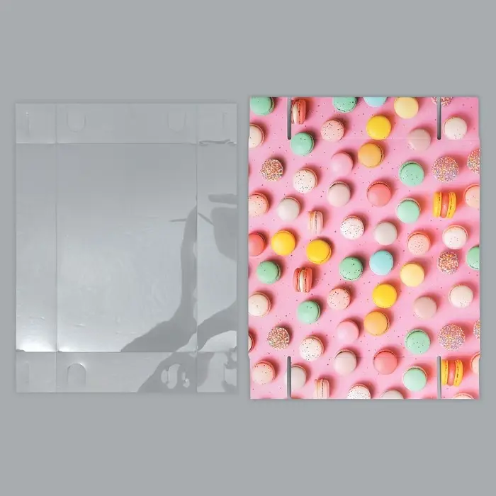 Кондитерская упаковка, коробка для макарун с пластиковой крышкой, &laquo;Макаруны&raquo;, 18 х 12 х 3.5 см