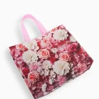 Сумка для покупок Цветы, 32*10*26. отд без молнии,  розовый