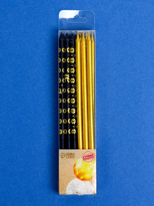 Набор свечей для торта "Дискотека", 12 шт, золотой и черный