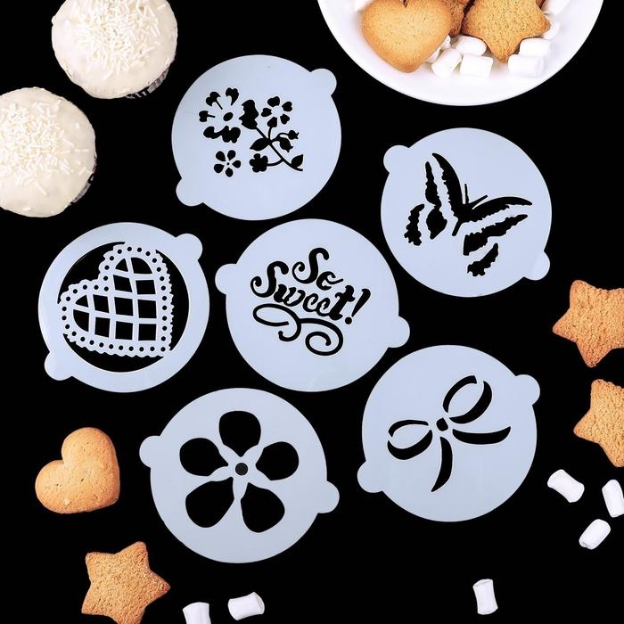 Набор кондитерских трафаретов для украшения выпечки &laquo;Букет&raquo;, 8 шт: 2 шт d=20 см, 6 шт d=8 см