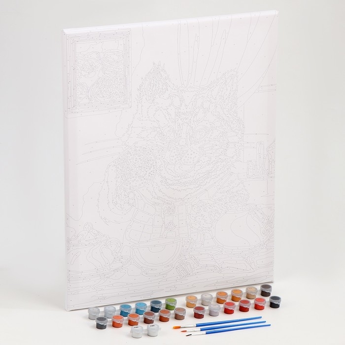 Картина по номерам на холсте с подрамником "Кот за завтраком" 40*50 см