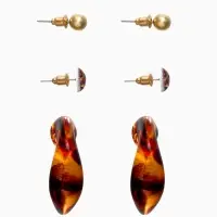 Набор серьги "Леопард" сердце, цветной в золоте