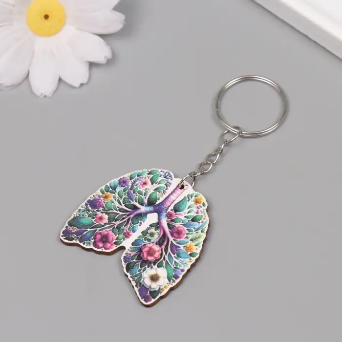 Брелок дерево "Лёгкие. Цветы" 4,2х4,4х0,3 см