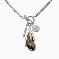 Кулон на цепочке "Стиль" капля, цвет серый в серебре