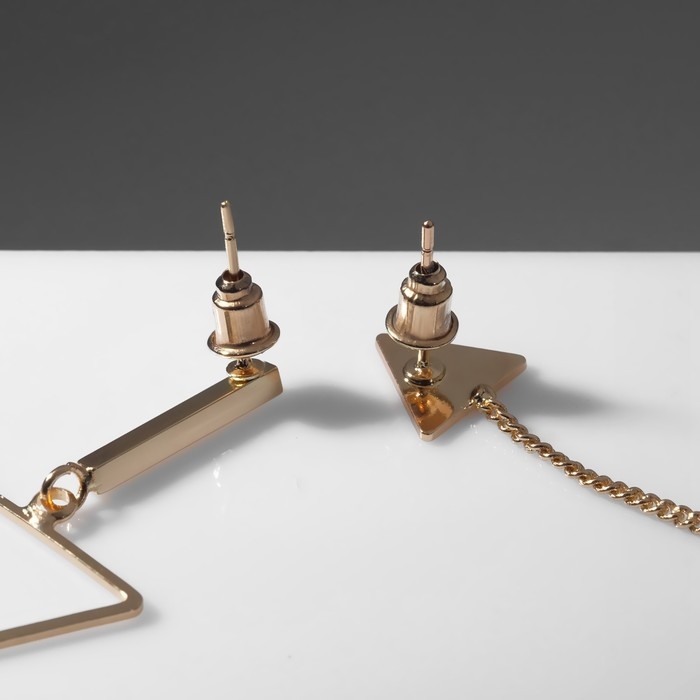Серьги висячие &laquo;Геометрия&raquo; треугольники, цвет золото, 7 см