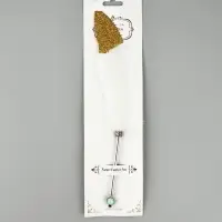 Перо белое+блестки золото (наконечник ручка), дл.25 см