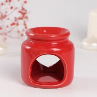 Аромалампа керамика + ароматический воск "Сердце" красная 7,5х7,5х8 см