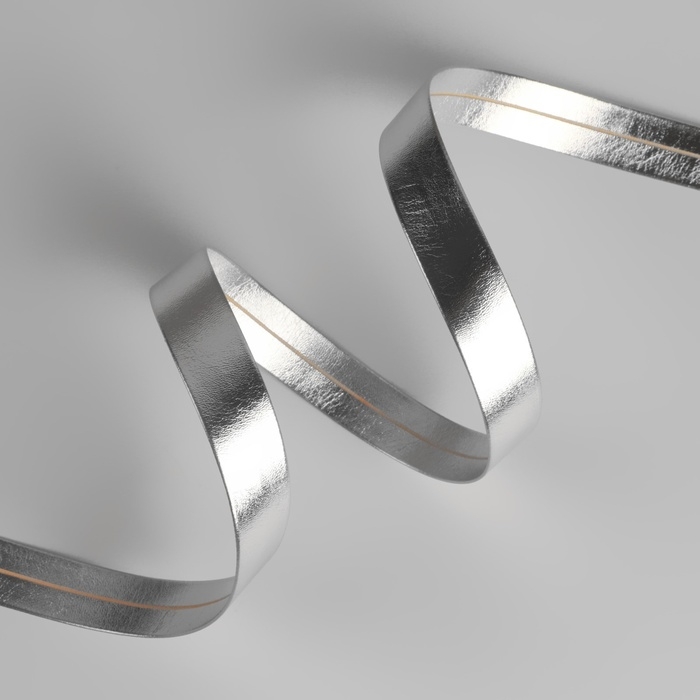 Косая бейка, кожаная, 15 мм &times; 10 &plusmn; 1 м, цвет серебряный