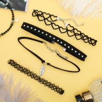 Чокер &laquo;Ассорти&raquo; романтика, (набор 4 шт.), цвет чёрно-серебряный, 30,5 см